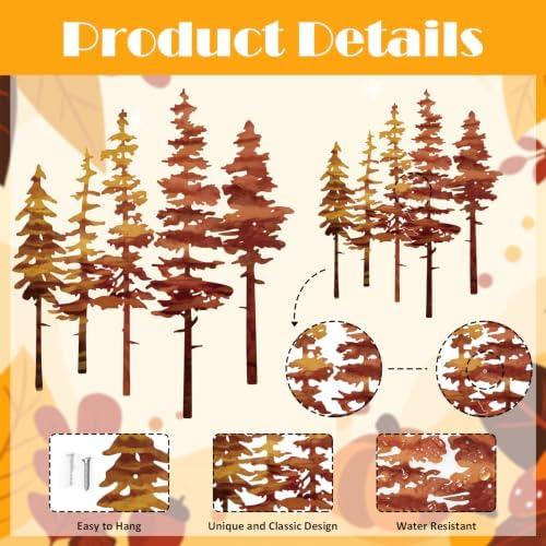 ESTART Metal Autumn Pine Tree Wall Art, Metal Tree Wall Decor | Nature Rustic Farmhouse Cabin Decor, Forest Wall Art for Home Living Room Bedroom Office Indoor and Outdoor Decoration