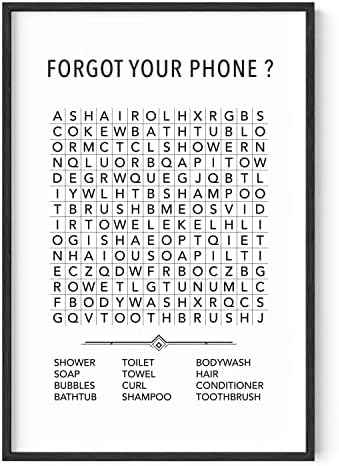 HAUS AND HUES Funny Bathroom Wall Art – Word Search Print, Unframed Bathroom Decor for Kids or Guests, Fun Powder Room or Restroom Sign (24x36, Unframed)