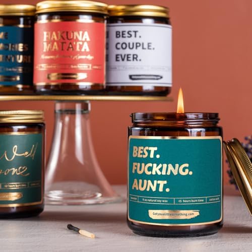 Gift for Aunt for Birthday, Mothers Day | Funny Lavender Vanilla Soy Candle | Aunts Mothers Day Present Idea from Niece, Nephew, Sister | BAE Best Auntie Ever Gifts for Women | Cool Aunt Club Candle