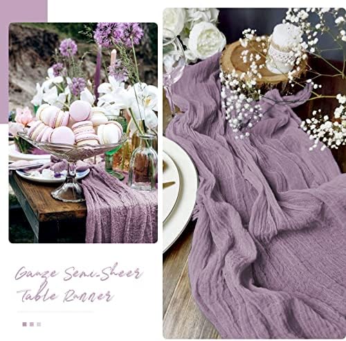 10 Pack Purple Cheesecloth Table Runner, Extra Wide 35x120 Inch