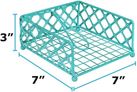 Blue Donuts Lattice Collection Napkin Holder – Napkin Holders for Tables, Dining Table Napkin Holders for Kitchen, Flat Napkin Holder, Turquoise