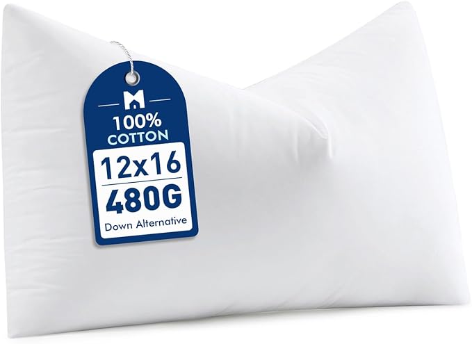 MIULEE 12x16 Down Alternative Pillow Insert, Soft Throw Pillow for Sofa Bed | Fluffy and Firm Pillow, for Couch Bed Sofa