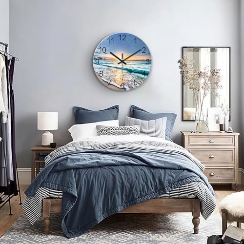 Blue Coastal Wall Clocks Battery Operated 16 Inch