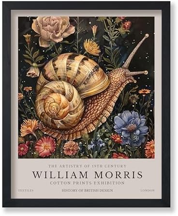 Monem Art William Morris Poster - Snail Print - Flower & Botanical Art - Exhibition & Farmhouse Print - Floral & Aesthetic Art - Living Room or Bedroom Decor - 16x20 UNFRAMED Wall Art