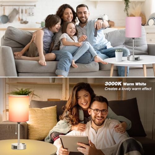 Small Bedside Table Lamp for Bedroom - Desk Lamp with USB Ports for Dorm