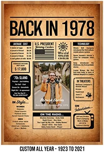 Back in 1978 Poster Sign, Personalized Birthday Gifts Idea, Custom 1978 Historical Birthday Newspaper, Born in 1978 Birthday Party Decorations, Fun Fact for the Day You Were Born, Decor Art Print