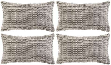 Fancy Homi 4 Packs Decorative Throw Pillow Covers for Living Room Couch Bed, Modern Farmhouse Boho Home Décor Accent Cushion Case, 20" x 12", Gray