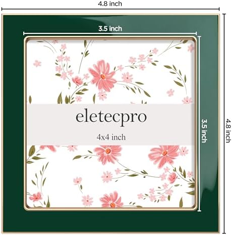 eletecpro 4x4 Enamel Picture Frame with Real Glass Cover, Green, 1-Pack