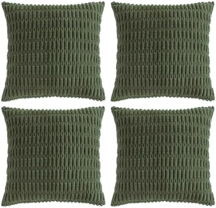 Fancy Homi 4 Packs Decorative Throw Pillow Covers for Living Room Couch Bed, Modern Farmhouse Boho Home Décor Accent Cushion Case, 16" x 16", Olive Green