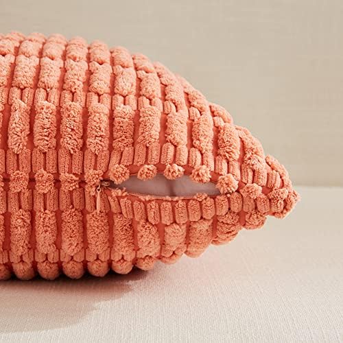 Fancy Homi 4 Packs Decorative Throw Pillow Covers for Living Room Couch Bed, Modern Farmhouse Boho Home Décor Accent Cushion Case, 20" x 20", Coral