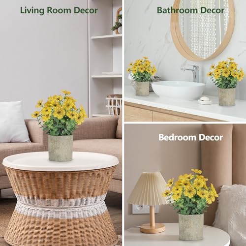 2 Pack Small Fake Plants Potted Artificial Plants Artificial Flowers Potted