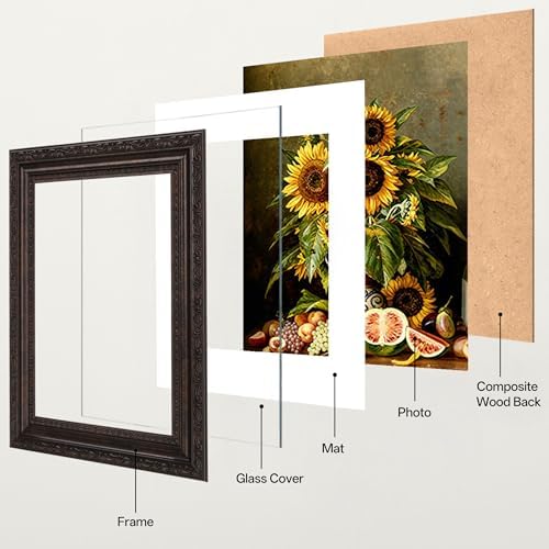 eletecpro 5x7 Vintage Picture Frame, Glass Cover, Brown, 2-Pack