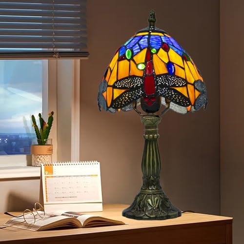 Tiffany Orange Dragonfly Style Lamp,3 Color Temperature,8 Inch