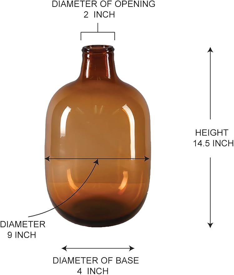 Serene Spaces Living Clear/Brown Tall Vase, Bottle Glass Vase, Elegant Home Decor for Fresh or Dried Flowers, Perfect for Living Rooms, Dining Areas, and Centerpieces (Medium - Brown)