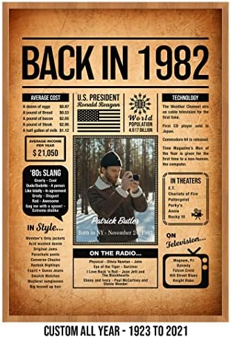 Back in 1982 Poster Sign, Personalized Birthday Gifts Idea, Custom 1982 Historical Birthday Newspaper, Born in 1982 Birthday Party Decorations, Fun Fact for the Day You Were Born, Decor Art Print