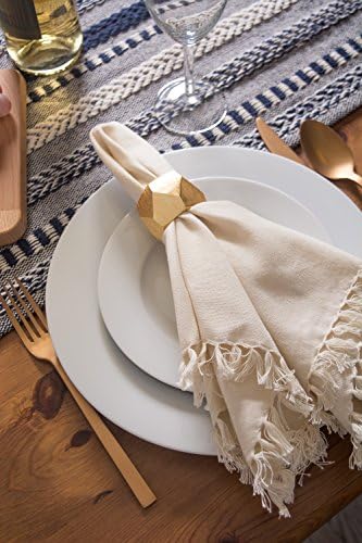 DII Farmhouse Braided Stripe Table Runner Collection, 15x108 (15x113, Fringe Included), Navy Blue