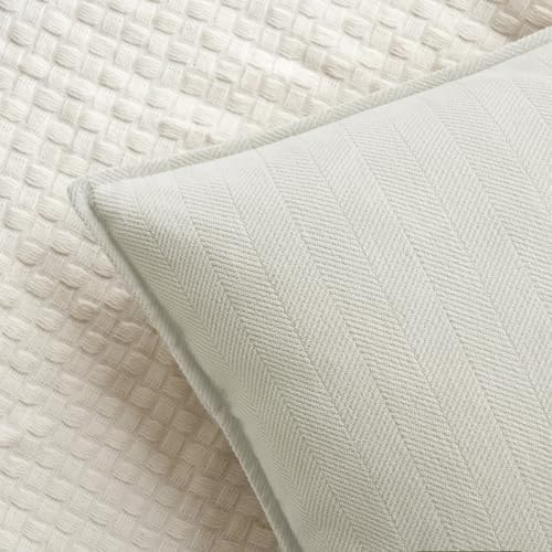 MIULEE Pack of 2 Cream White Decorative Chenille Pillow Covers 18x18 Inch