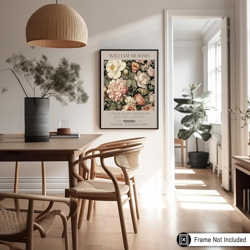 Poster Master Pink Peonies Print - William Morris Poster - Textile Pattern Art - Botanical Exhibition Art - Floral Illustration - Aesthetic Living Room or Bedroom Decor - 8x10 UNFRAMED Wall Decor