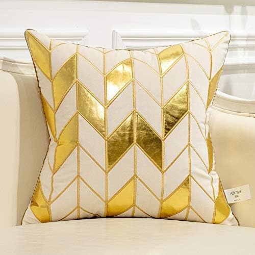 Avigers Throw Pillow Cover 20 x 20 Inch, White，Gold, Velvet, Hidden Zipper