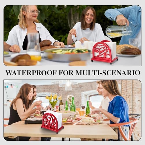 JOGREFUL Cast Iron Napkin Holder, Kitchen Organizer Chef Tool Pattern Red