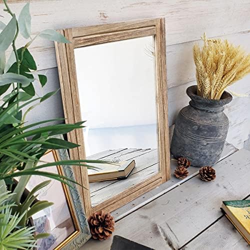 AAZZKANG Rustic Mirror for Wall with Rectangle Wood Framed Decorative Hanging Mirrorrs for Bedroom Bathroom Living Room Dressing Room