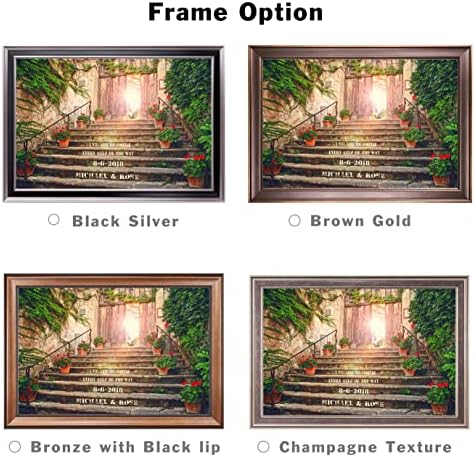 I Will Love You Every Step of the Way Framed Arts with Couple's Names Date and Your Own Message on,Gift for Wedding.With Different Frame Styles Framed Size:33 5/8 x 23 5/8 inches