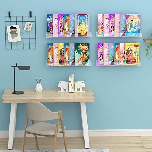 NIUBEE 24”Acrylic Floating Bookshelf for Kids Wall Bookshelves 1 Pack