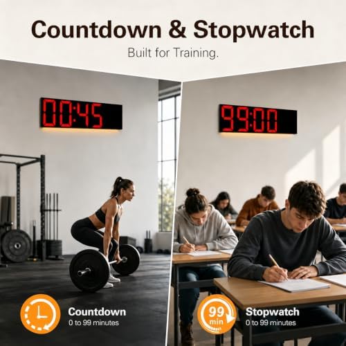 JALL 22" Extra Large Digital Wall Clock, Giant LED Display with Remote Control, Digital Clock with Jumbo Numbers, Countdown Timer for Gym, Office, Living Room, Classroom, Home Décor, Warehouse