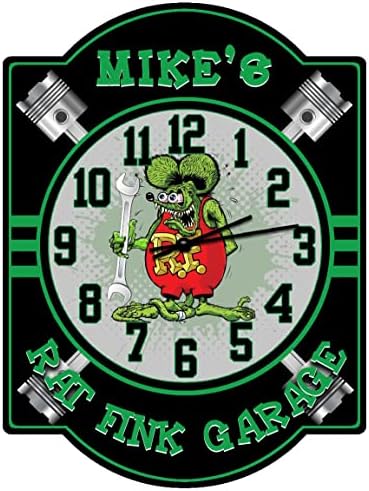 Rat Fink Green Garage Wall Clock Sign
