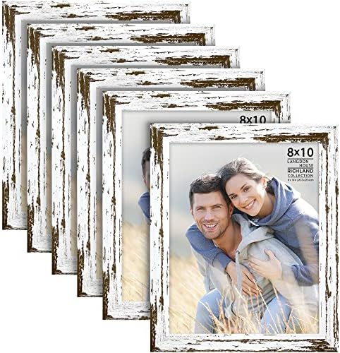 Langdon House 8x10 Picture Frames (Distressed White, 6 Pack) Farmhouse Style, Richland Collection