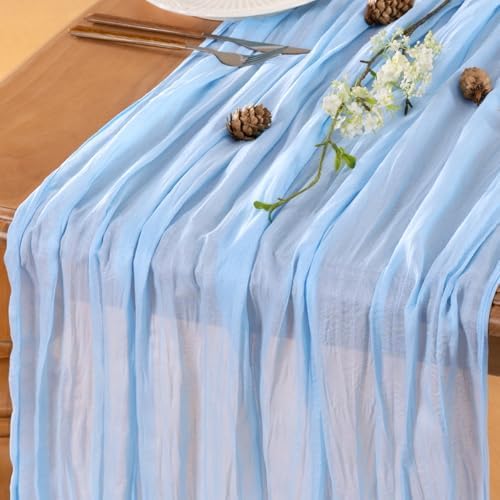 Blue Cheesecloth Table Runner Fall Boho Wedding Birthday Home Decor