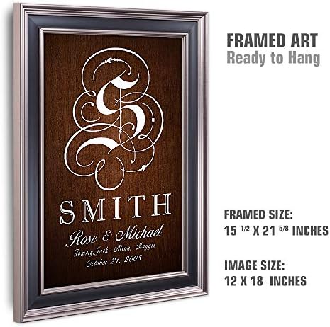 Family Sign - Framed Arts, Anniversary,with Family Name,Name of Couple,Family Member Name and Date Established.With Different Frame Styles Framed Size:21 5/8 x 15 1/2 inches