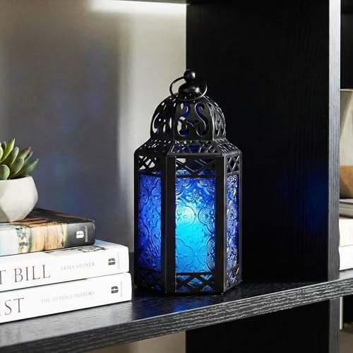 Vela Lanterns Decorative Indoor Moroccan Centerpieces, Cobalt, S, 2-Pack