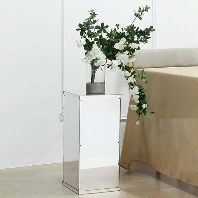 Efavormart 24" Silver Mirror Finish Wedding Decor Ideas Clear Display Box for Centerpieces with Interchangeable Lid and Base