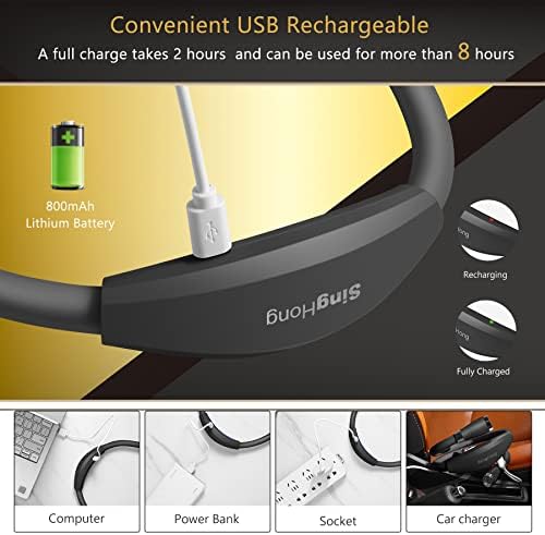Neck Book Light LED Reading Lamp USB Rechargeable, Hands Free, 4 LED Bulbs, 4 Adjustable Brightness, for Reading in Bed or Reading in Car Lamp (Pink) (Black)
