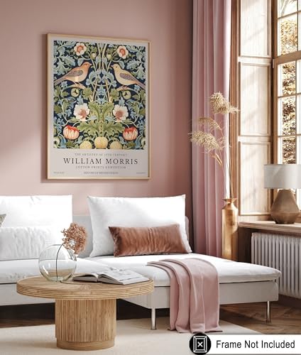 Poster Master Strawberry Thief Art Print - William Morris Poster - Botanical Flower & Animal Art - Exhibition Wall Design - Floral Bird Illustration - Office or Bedroom Wall Decor - 11x14 UNFRAMED Print