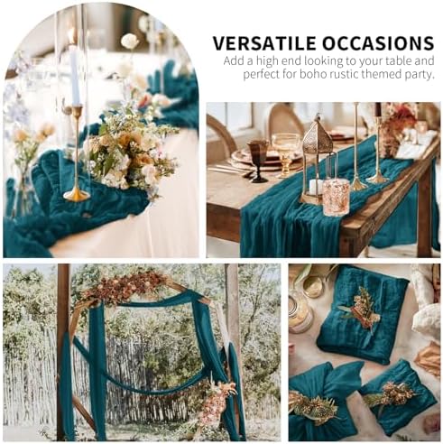 20 Pack Teal Cheesecloth Table Runner Long,21.5 x 120 Inch