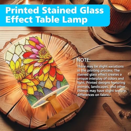 Zinnia Table Lamp LED 3-Color Pressed Bedside, Zinnia Shade Lamp with Wood Base for Bedroom Living Room Desk Office TL01