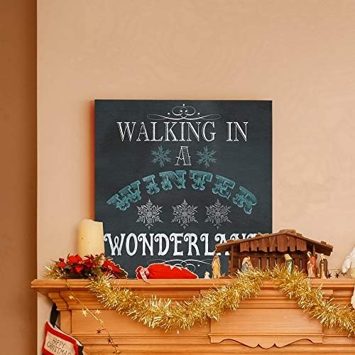Renditions Gallery Canvas Wall Art for Christmas Decorations Walking in a Winter Wonderland Abstract Artwork for Living Room Office Home Kitchen Decor - 24"X24" LT05