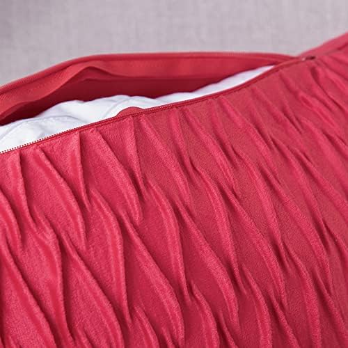 MADIZZ Set of 2 Super Soft Velvet Decorative Throw Pillow Covers 22x22 inch Red Square with Texture Luxury Style Cushion Case Pillow Shell for Sofa Bedroom