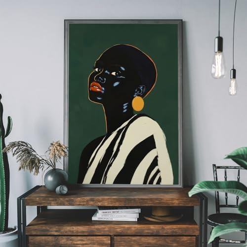 African Woman Canvas Wall Decor Black Girl Wall Art, 16"x24" Unframed | Abstract African American Women Poster, Fashion Black Female Pictures Poster Artwork Prints, Living Room Bedroom Home Decor