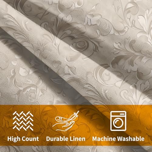 2 PCS Decorative Rustic Floral Throw Pillow Cover 16X16 Inch Pale Brown Block Print Farmhouse Cushion Covers Boho Fall Home Decor Neutral Accent Pillowcase for Living Room Chair Couch Outdoor