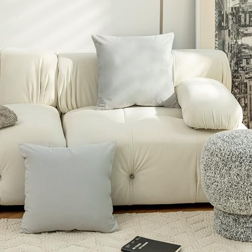 Home Brilliant Decorative Euro Shams Covers 26 x 26 inch Velvet Pillow Covers for Couch Bench Sofa Bedroom 26x26, Set of 2, Rock Gray