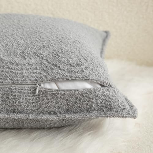MANDIOO Pack of 2 Decorative Throw Pillow Covers Accent Solid Woven Textured Cushion Covers Pillow Cases Bedroom Living Room Sofa Home 16 x 16 lnch Light Gray