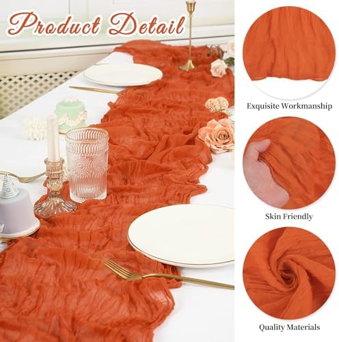 20 Pack Cheesecloth Table Runner 17 x 108 Inch, Orange