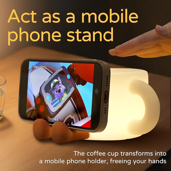Coffee Cup Night Light,7 Colors Dimmable Bedside Lamp