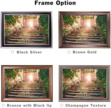 I Will Love You Every Step the Way Framed Arts with Couple's Names Date and Your Own Message on,Gift for Wedding.With Different Frame Styles Framed Size:27 5/8 x 19 5/8 inches