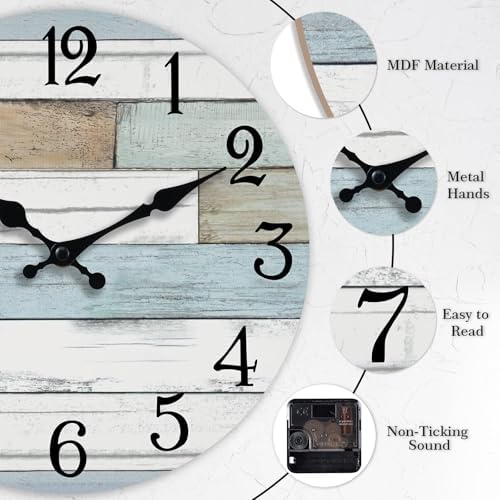 KECYET 14 Inch Wall Clock Battery Operated Silent Non Ticking Nautical