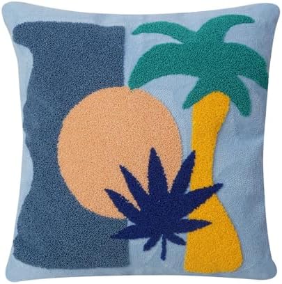 JASEN Abstract Boho Pillow Covers 18x18,Soft Mid Century Geometric Floral Decorative Throw Pillows for Couch Bed Sofa Bedroom（Only 1 Pillow Cover）,Cocount Tree