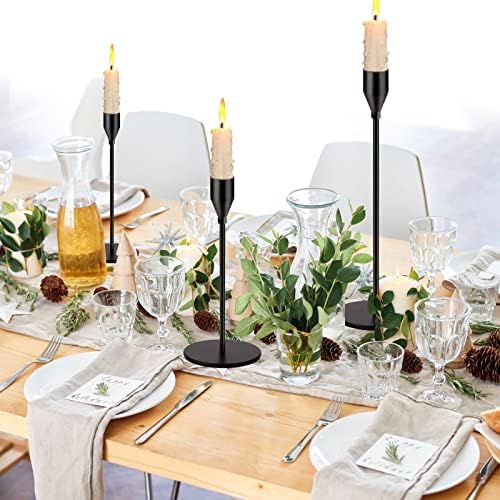 Oatnauxil Matte Black Candle Holders Black Candlestick Holders Metal Candle Holder for Wedding, Dinning, Party, Fits 3/4 inch Thick Candle&Led Candles (Set of 6 Pcs) (Pack of 2)